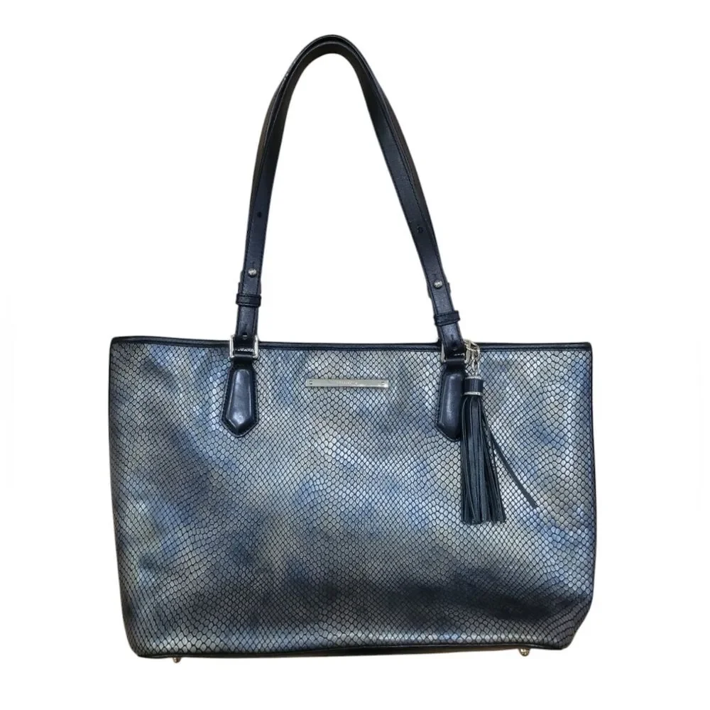 Brahmin Medium Asher Tote Satchel Graphite Limerick Snake Print Leather Rare